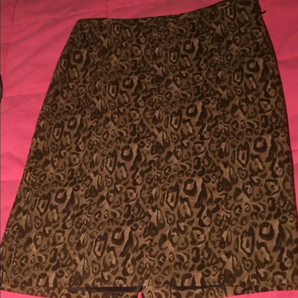 Wool leopard  print pencil skirt